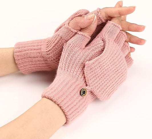 Women's Warm Fingerless Gloves - Pink - 1 Pair V1258-DP02-BOL-519