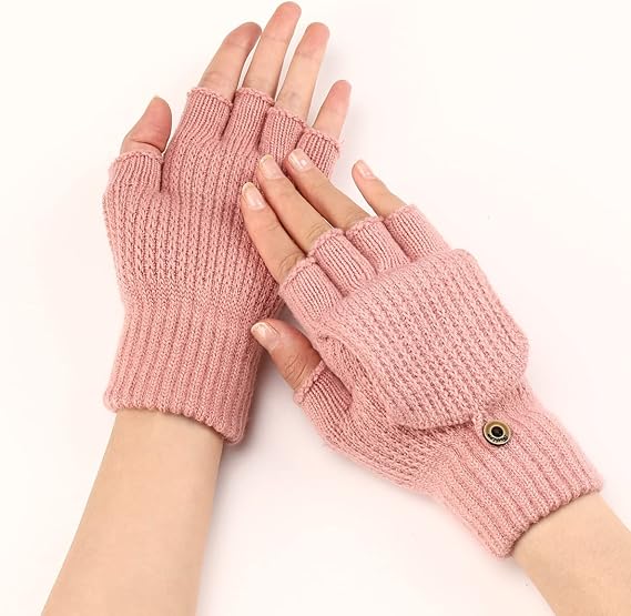 Women's Warm Fingerless Gloves - Pink - 1 Pair V1258-DP02-BOL-519