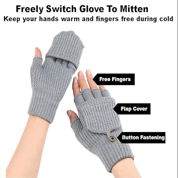 Women's Warm Fingerless Gloves - Pink - 1 Pair V1258-DP02-BOL-519
