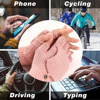 Women's Warm Fingerless Gloves - Pink - 1 Pair V1258-DP02-BOL-519