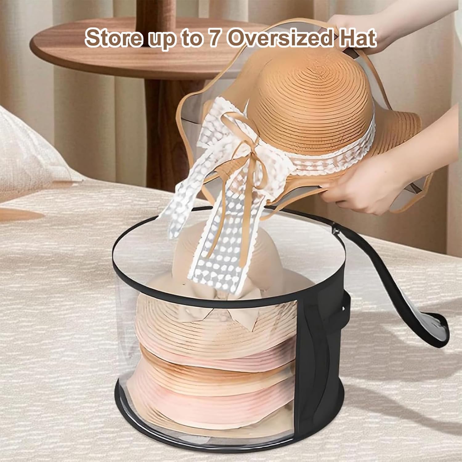 Oversized Transparent Hat Storage Bag for 5-7 Hats Men Women Portable Cowboy Hat Case with Zipper Handle V1258-DP02-BOL-52
