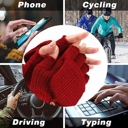 Women's Red Warm Fingerless Gloves 1 Pair V1258-DP02-BOL-520