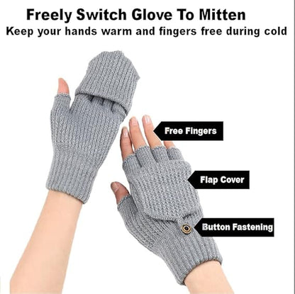 Women's Warm Fingerless Gloves - 1 Pair - White V1258-DP02-BOL-521