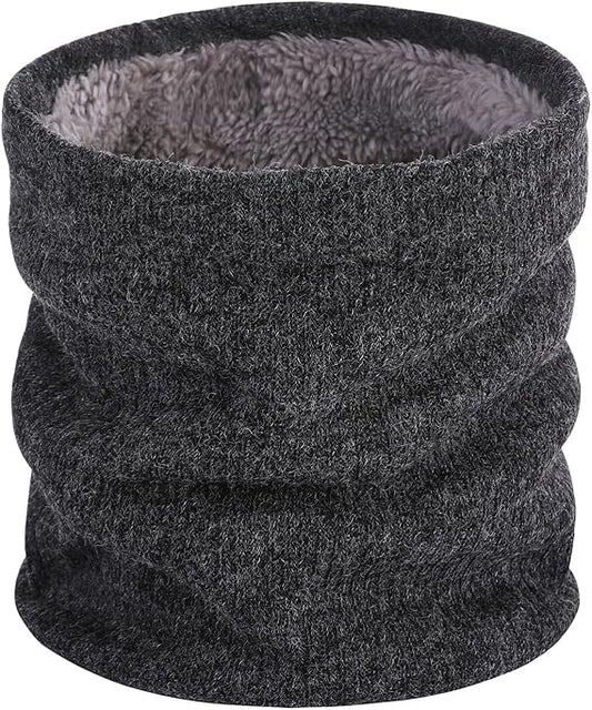 Winter Sports Fleece Scarf - Unisex Dark Grey Warm Neck Warmer for Cold Weather V1258-DP02-BOL-524