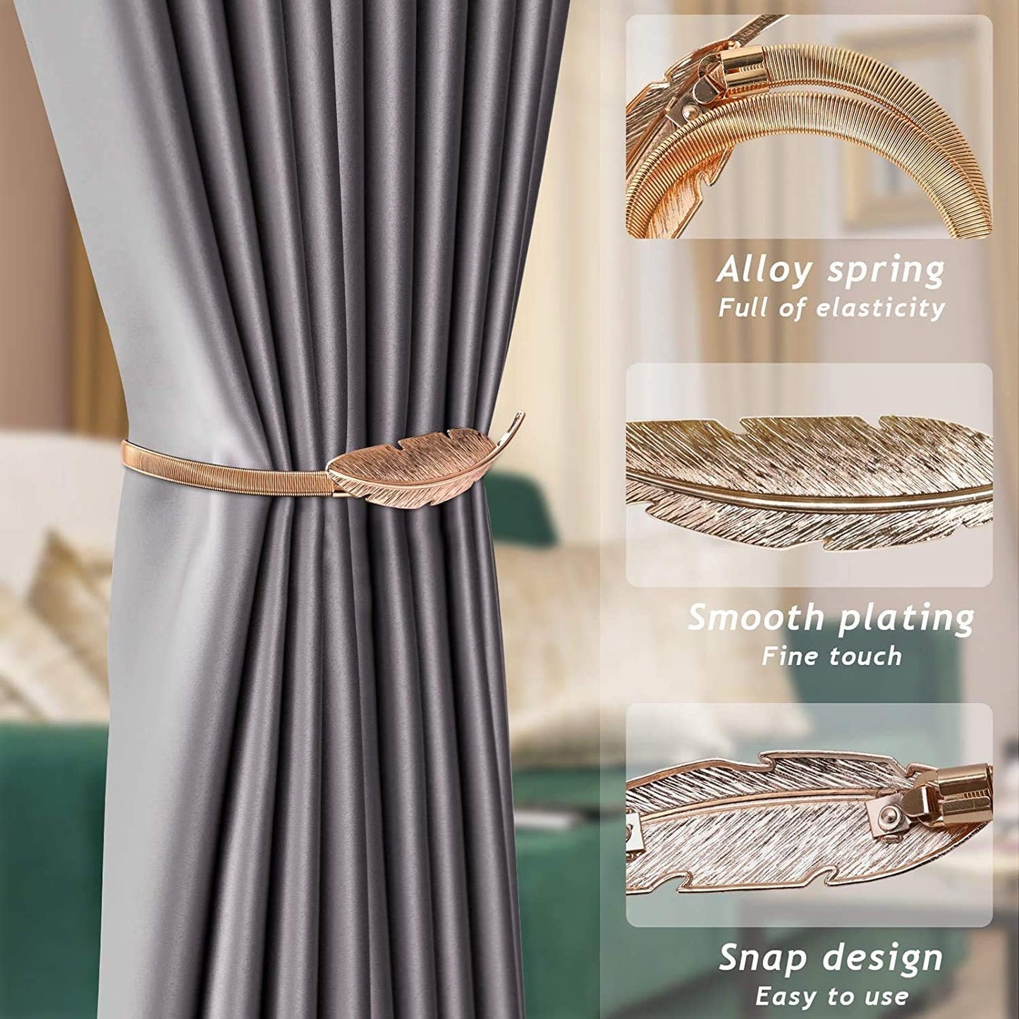 4 Pack Curtain Ties Gold Decorative Window Accessories for Hanging Curtains V1258-DP02-BOL-531
