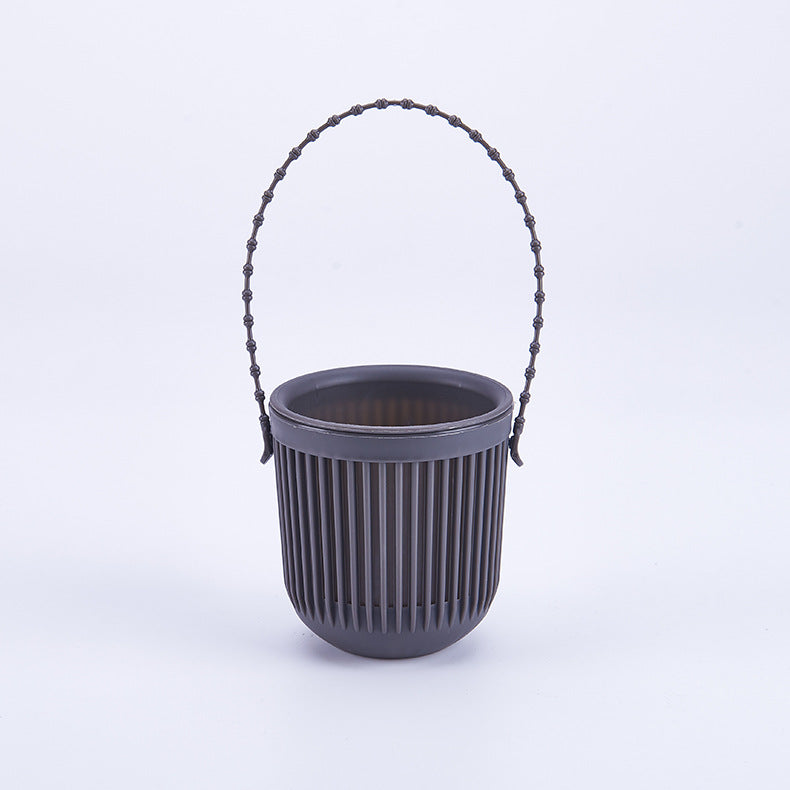 Ceramic Flower Pot - Indoor/Outdoor Use - Break Resistant - Black - 1 Piece - Wall-Mounted Planter V1258-DP02-BOL-532