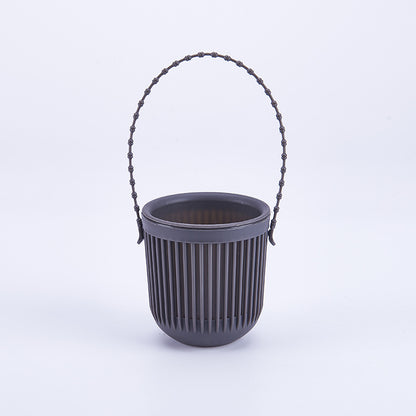 Ceramic Flower Pot - Indoor/Outdoor Use - Break Resistant - Black - 1 Piece - Wall-Mounted Planter V1258-DP02-BOL-532
