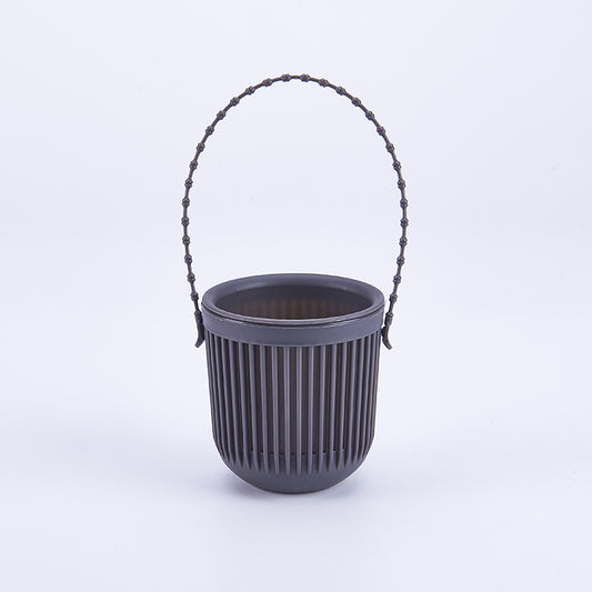 Ceramic Flower Pot - Indoor/Outdoor Use - Break Resistant - Black - 1 Piece - Wall-Mounted Planter V1258-DP02-BOL-532