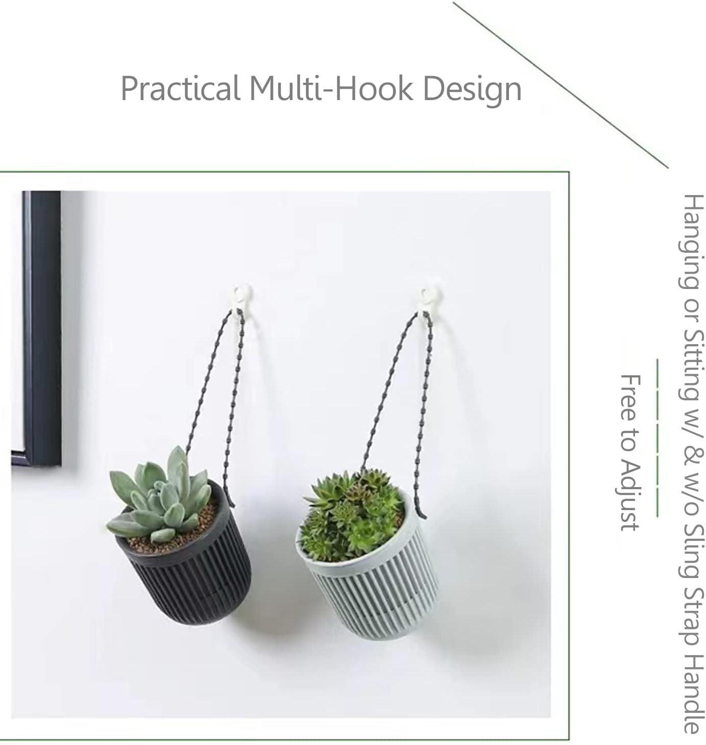 Ceramic Flower Pot - Indoor/Outdoor Use - Break Resistant - Black - 1 Piece - Wall-Mounted Planter V1258-DP02-BOL-532