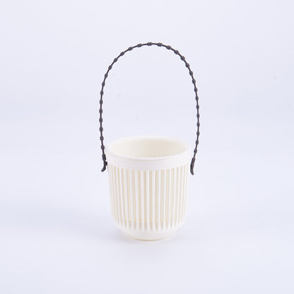Ceramic Flower Pot - Indoor/Outdoor Use - Shatterproof - White - 1 Piece Wall-Mounted Planter V1258-DP02-BOL-533