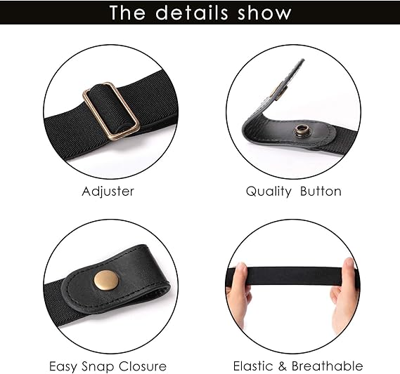 1 Pair Elastic Belts Adjustable Unisex Waist Belt for Men Women V1258-DP02-BOL-535