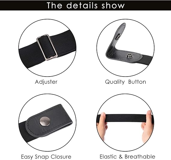 2 Pairs Elastic Belts Adjustable Unisex Waist Belts for Men and Women V1258-DP02-BOL-537
