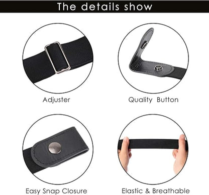 2 Pairs Elastic Belts Adjustable Unisex Waist Belts for Men and Women V1258-DP02-BOL-537
