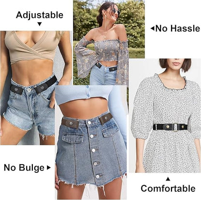 2 Pairs Elastic Belts Adjustable Unisex Waist Belts for Men and Women V1258-DP02-BOL-537