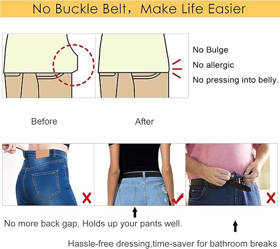 2 Pairs Elastic Belts Adjustable Unisex Waist Belts for Men and Women V1258-DP02-BOL-537