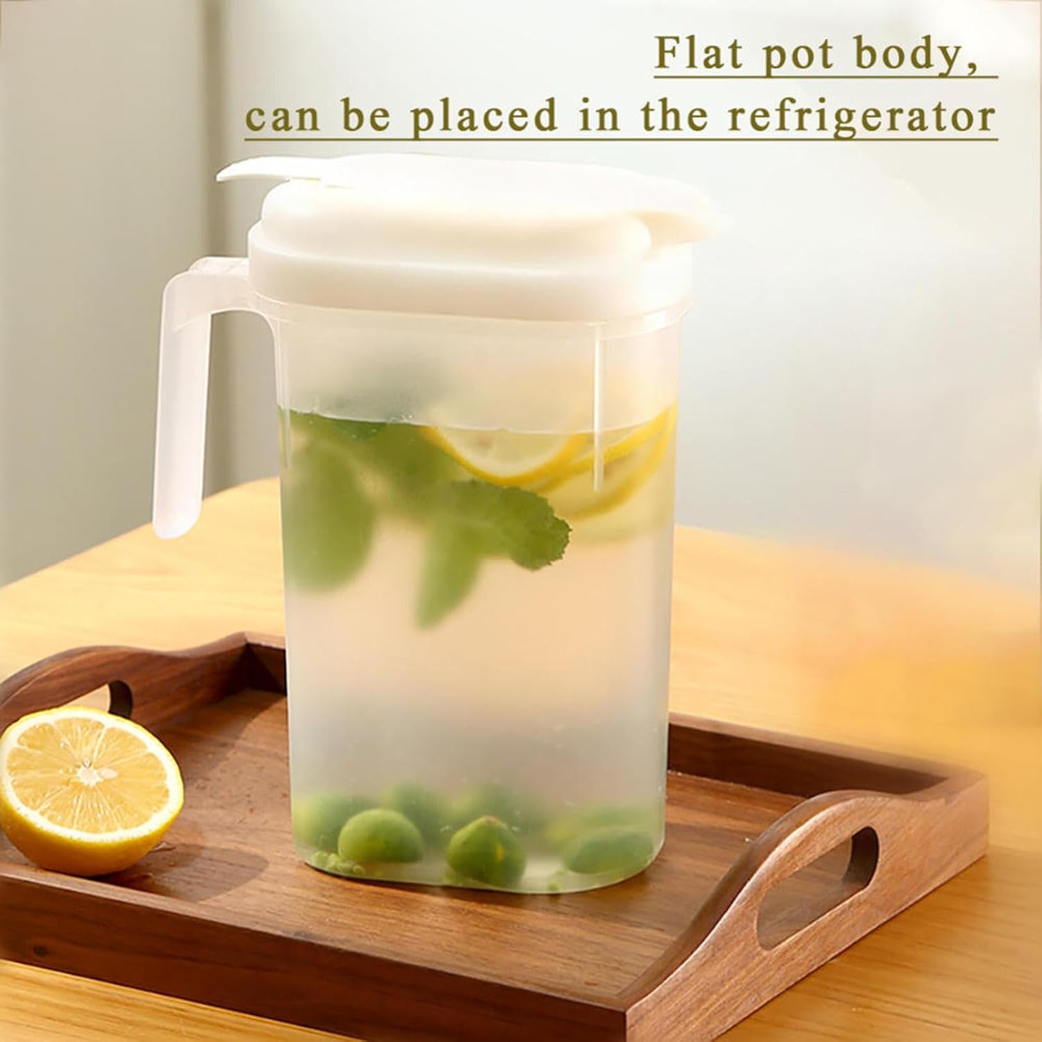 2400ml Transparent Plastic Water Jug with Lid - Large Capacity Beverage Container for Home Office Use V1258-DP02-BOL-538