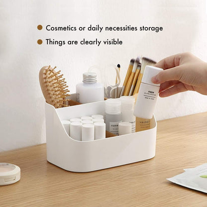 Pink Desk Organizer with Compartments Small Storage Box for Makeup Brushes Pens Pencils Remote Controls V1258-DP02-BOL-54