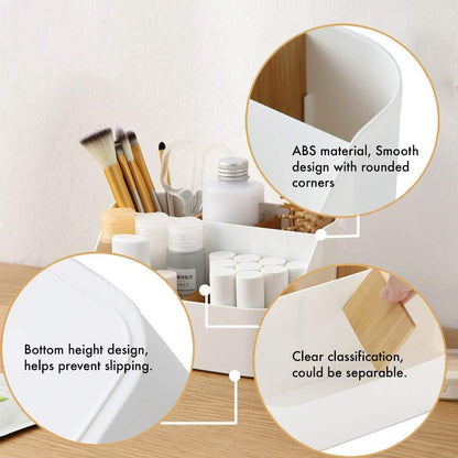 Pink Desk Organizer with Compartments Small Storage Box for Makeup Brushes Pens Pencils Remote Controls V1258-DP02-BOL-54