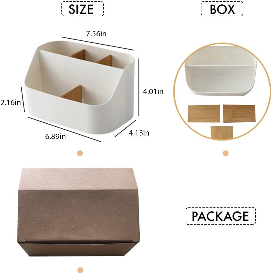 Pink Desk Organizer with Compartments Small Storage Box for Makeup Brushes Pens Pencils Remote Controls V1258-DP02-BOL-54