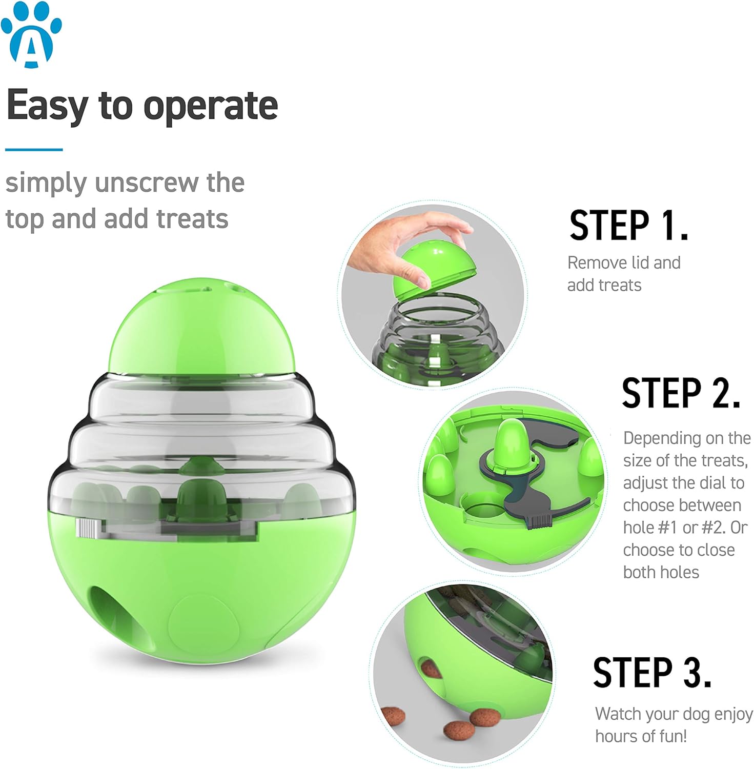 Yellow Interactive Dog Toy Snack Ball Food Dispenser for Dogs 1 Piece V1258-DP02-BOL-547