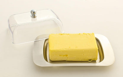 Stainless Steel Butter Dish with Lid 18.5x12.2x6cm Transparent Butter Container V1258-DP02-BOL-550