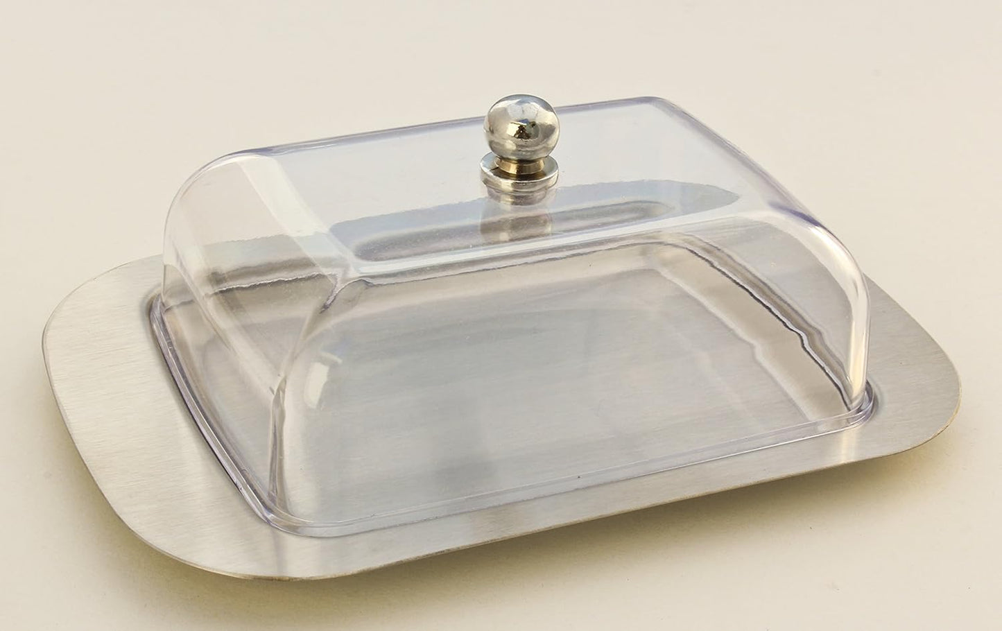 Stainless Steel Butter Dish with Lid 18.5x12.2x6cm Transparent Butter Container V1258-DP02-BOL-550