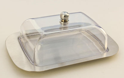 Stainless Steel Butter Dish with Lid 18.5x12.2x6cm Transparent Butter Container V1258-DP02-BOL-550