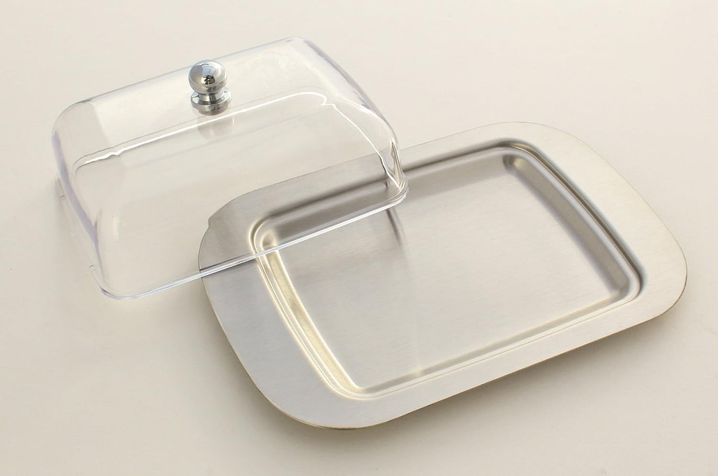 Stainless Steel Butter Dish with Lid 18.5x12.2x6cm Transparent Butter Container V1258-DP02-BOL-550