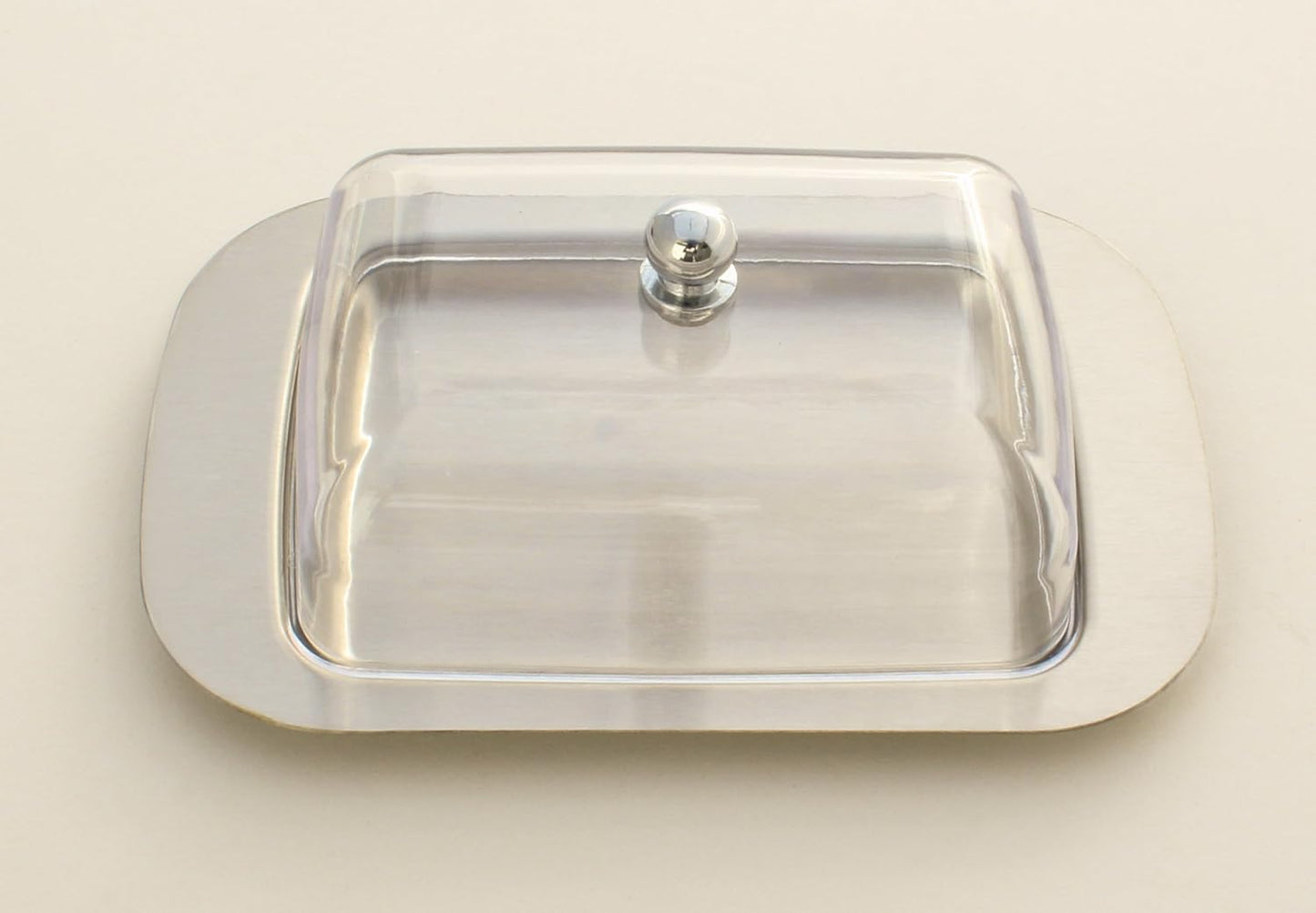 Stainless Steel Butter Dish with Lid 18.5x12.2x6cm Transparent Butter Container V1258-DP02-BOL-550