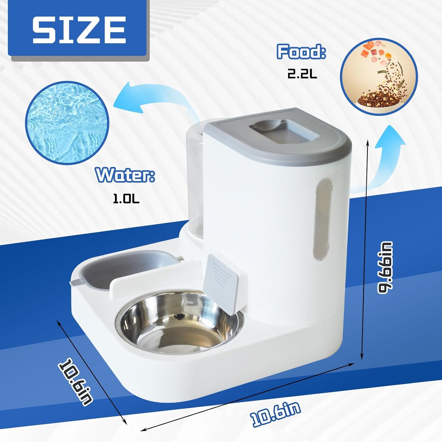 Automatic Pet Feeder and Water Bowl for Dogs and Cats - Grey - 1 Piece V1258-DP02-BOL-552
