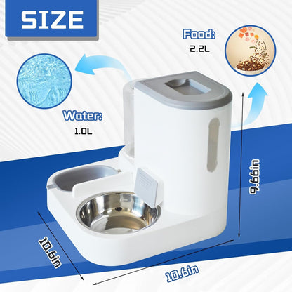 Automatic Pet Feeder and Water Bowl for Dogs and Cats - Grey - 1 Piece V1258-DP02-BOL-552