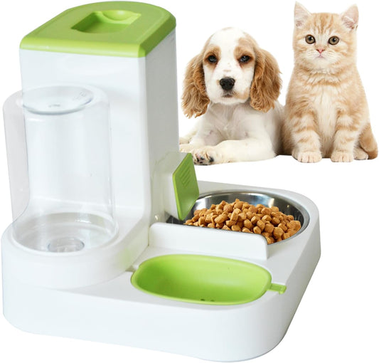 Automatic Pet Feeder 1 Piece Dog Cat Food Bowl Water Bowl Green V1258-DP02-BOL-554