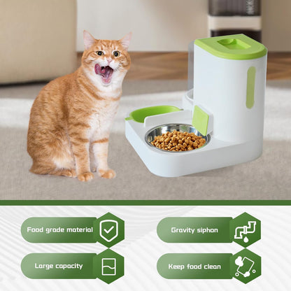 Automatic Pet Feeder 1 Piece Dog Cat Food Bowl Water Bowl Green V1258-DP02-BOL-554
