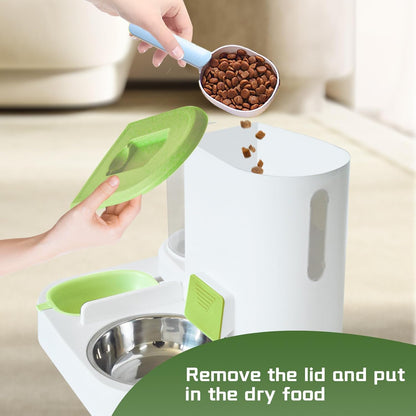 Automatic Pet Feeder 1 Piece Dog Cat Food Bowl Water Bowl Green V1258-DP02-BOL-554