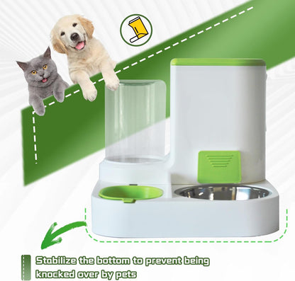 Automatic Pet Feeder 1 Piece Dog Cat Food Bowl Water Bowl Green V1258-DP02-BOL-554