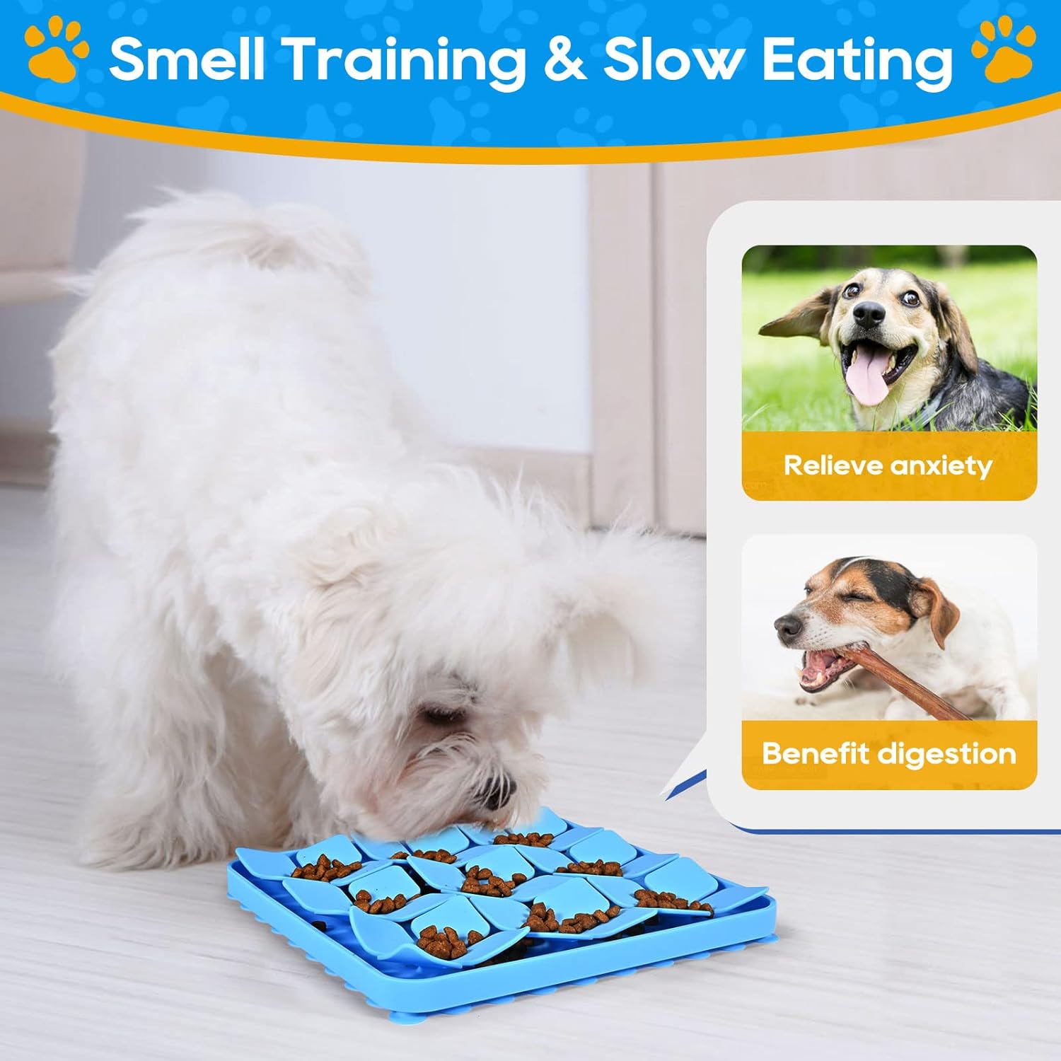 Slow Feeder Dog Cat Bowl Blue 1 Piece Pet Food Bowl V1258-DP02-BOL-555