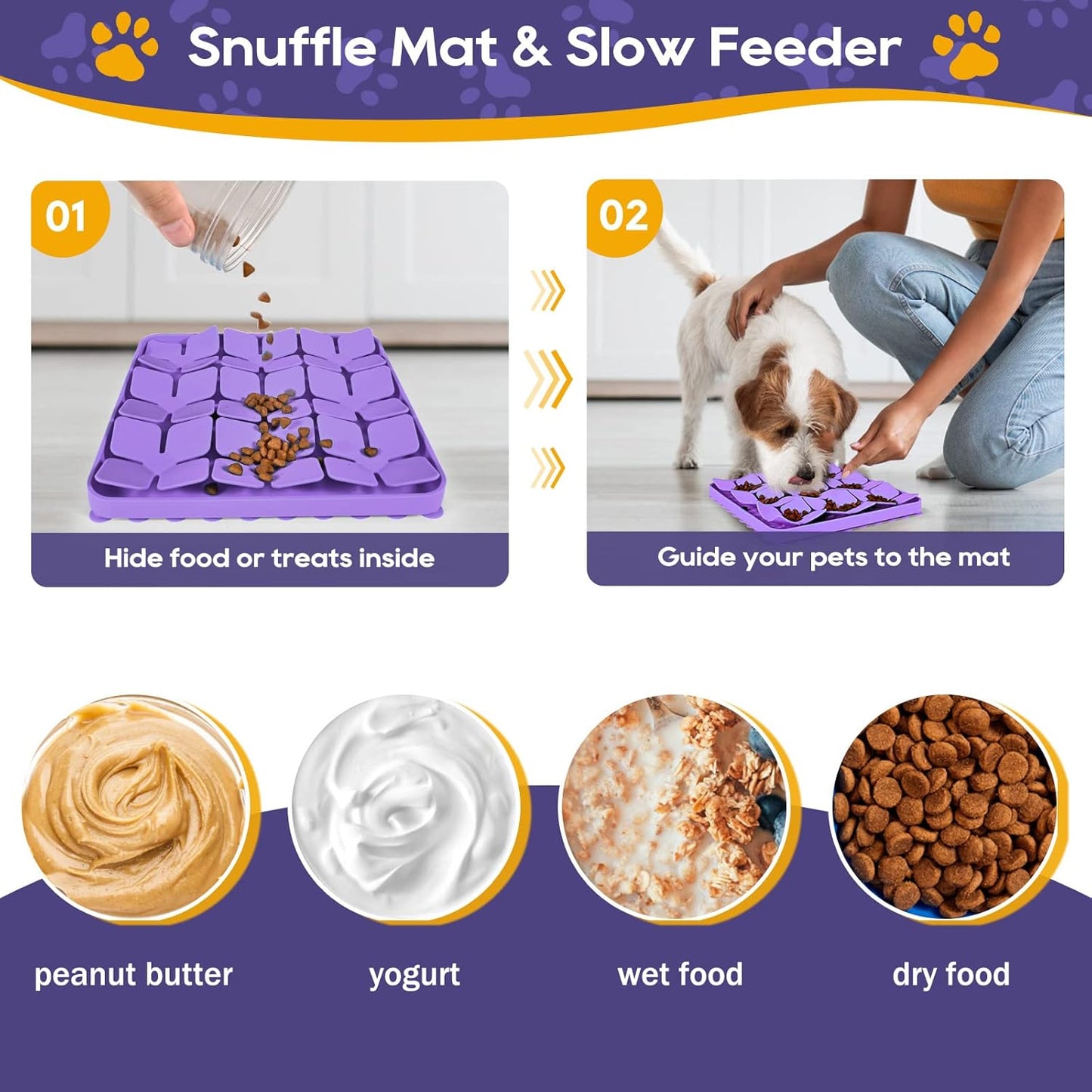 Slow Feeder Dog Cat Bowl 1 Piece Purple Interactive Pet Feeding Bowl V1258-DP02-BOL-556