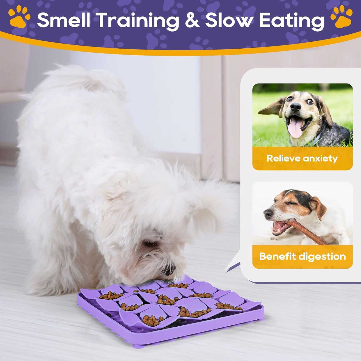 Slow Feeder Dog Cat Bowl 1 Piece Purple Interactive Pet Feeding Bowl V1258-DP02-BOL-556
