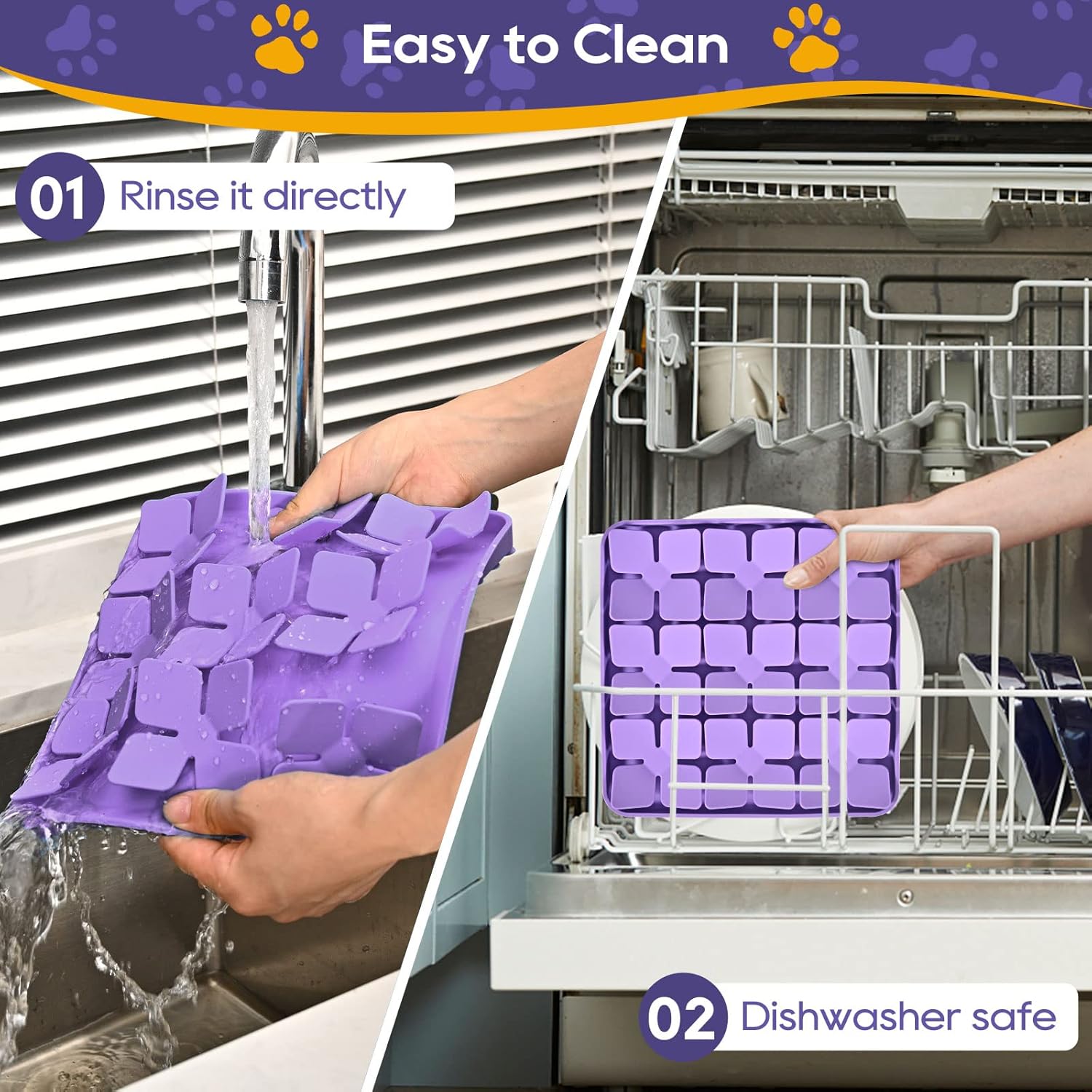 Slow Feeder Dog Cat Bowl 1 Piece Purple Interactive Pet Feeding Bowl V1258-DP02-BOL-556