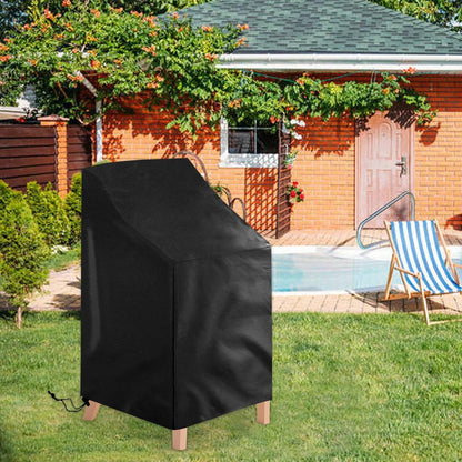 2 Pack Waterproof Outdoor Furniture Covers for Garden Cushions Stacking Chairs Black V1258-DP02-BOL-558