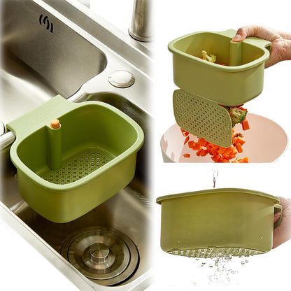 Green Multi-Functional Hanging Food Strainer for Sinks One Touch Release Screen Auto-Dump Kitchen Waste V1258-DP02-BOL-56