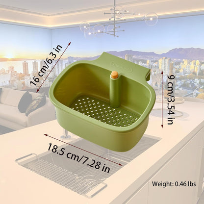 Green Multi-Functional Hanging Food Strainer for Sinks One Touch Release Screen Auto-Dump Kitchen Waste V1258-DP02-BOL-56