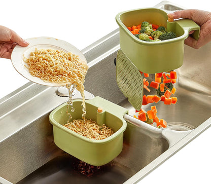 Green Multi-Functional Hanging Food Strainer for Sinks One Touch Release Screen Auto-Dump Kitchen Waste V1258-DP02-BOL-56