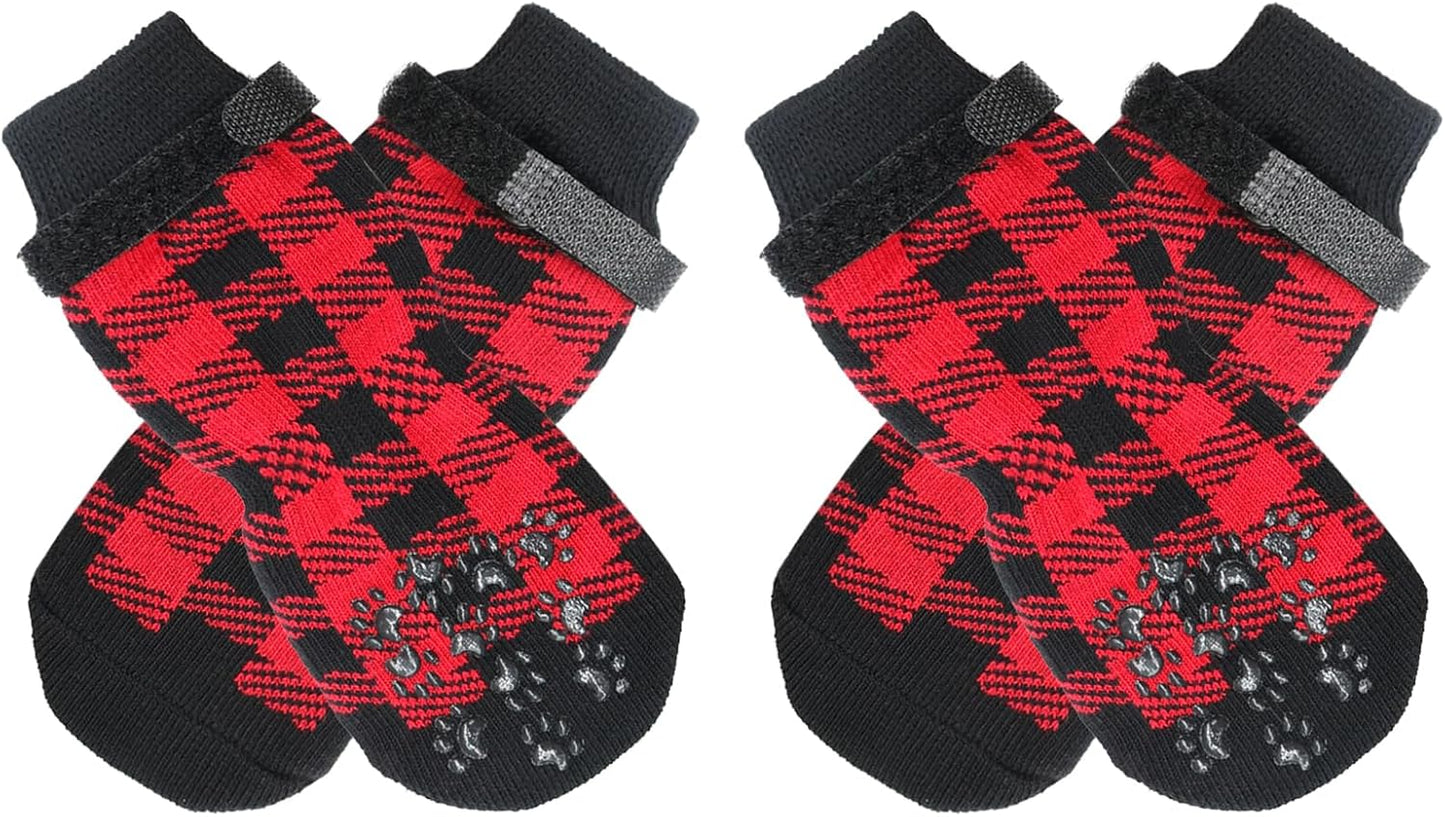 Dog Socks Size S Red Anti-Slip Pet Paw Protectors for Indoor Use V1258-DP02-BOL-561