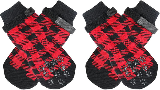 Dog Socks Size S Red Anti-Slip Pet Paw Protectors for Indoor Use V1258-DP02-BOL-561