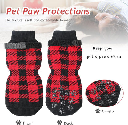 Dog Socks Size S Red Anti-Slip Pet Paw Protectors for Indoor Use V1258-DP02-BOL-561