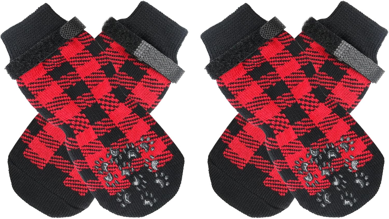 Dog Socks Size M Anti-Slip Pet Paw Protectors Red for Dogs V1258-DP02-BOL-562