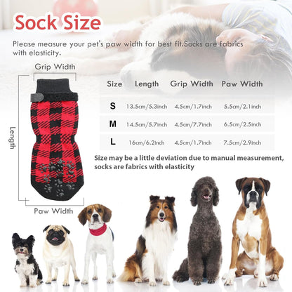 Dog Socks Size M Anti-Slip Pet Paw Protectors Red for Dogs V1258-DP02-BOL-562