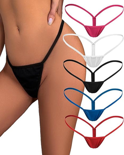 Women's XXL Thong Underwear 5 Pack Narrow Waistband V1258-DP02-BOL-573