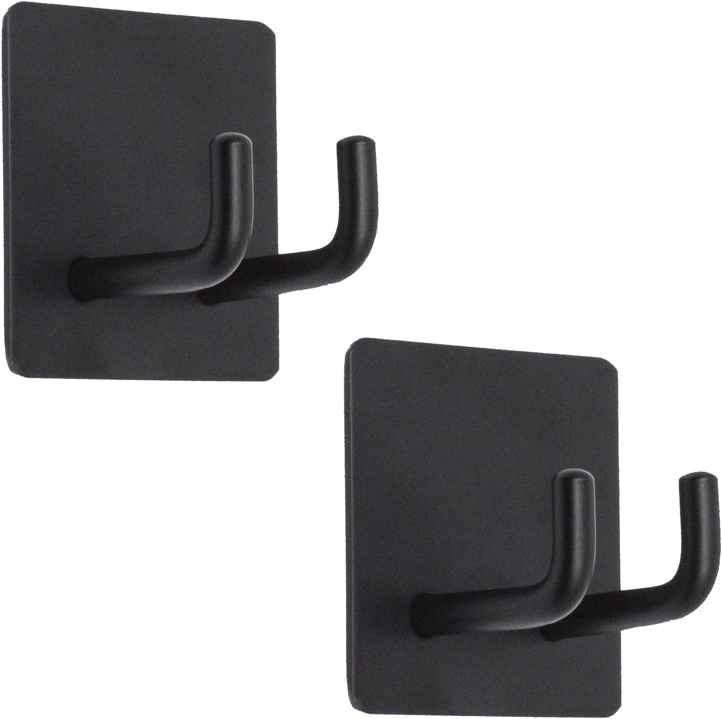 2 Pack Black Stainless Steel Non-Slip Self-Adhesive Bathroom Towel Holders V1258-DP02-BOL-578
